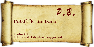 Peták Barbara névjegykártya